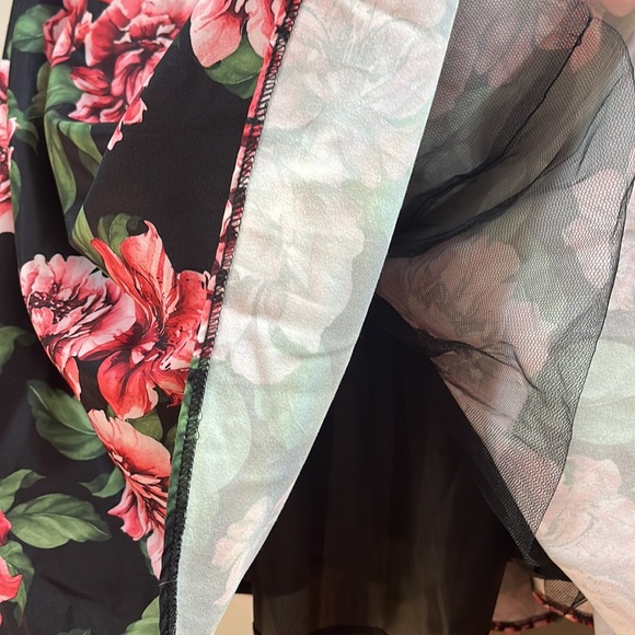 Rose Print Formal Dress - Picture 2 of 10